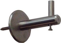 Bild: F03Handlaufhalter in Edelstahl fein geschliffen mit Stockschraube, mit einer Ausladung von 75 mm. Stärke in der Waagrechten 20 mm Ø.