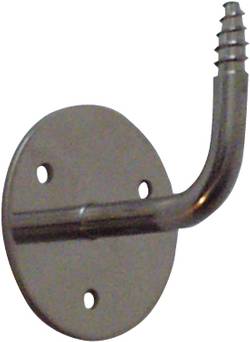 Bild: P02Handlaufhalter in Edelstahl fein geschliffen mit einem Durchmesser an der Wand von 80 mm Ø mit einer Ausladung von 70 mm.
Bohrung im Handlauf 12 mm erforderlich, gewindetiefe ist 25 mm.
