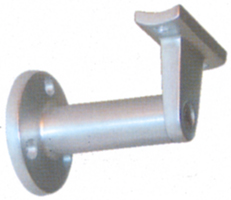 Bild: L01Alu-Guss-Handlaufhalter, mit einem Wandabstand von 75 mm und einer Ronde von 60 mm Ø.